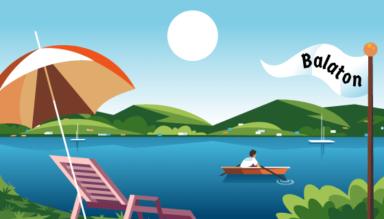 夏天在湖里划船的男子矢量素材(AI/EPS)