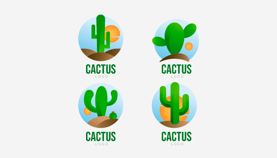 四个渐变风格的仙人掌logo矢量素材(AI/EPS/PNG)