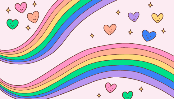 手绘风格的彩虹和星星背景矢量素材(AI/EPS)