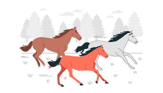 三匹奔跑的骏马插画矢量素材(AI/EPS)