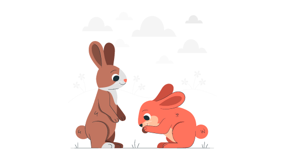两只正在觅食的兔子插画矢量素材(AI/EPS)