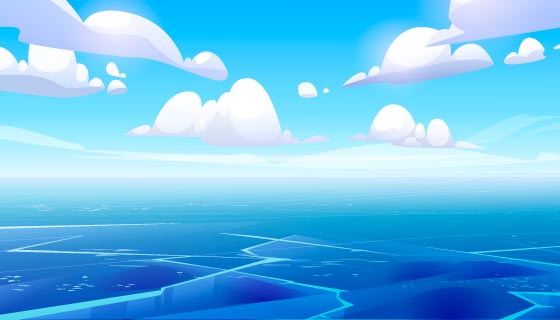 冰冻的海洋和天空景观矢量素材(EPS)