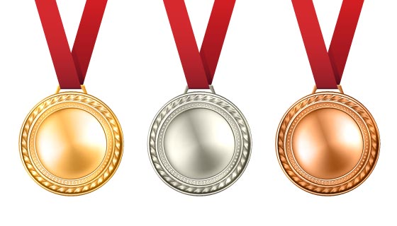 逼真的金牌银牌铜牌矢量素材(EPS/PNG)
