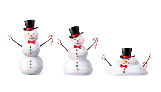 雪人融化的过程矢量素材(EPS)