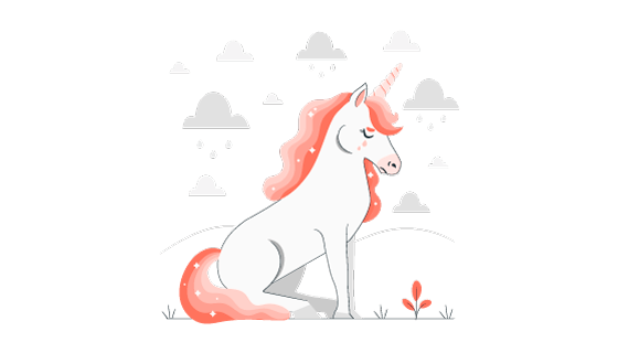 闭着眼睛蹲在地上的独角兽矢插画量素材(AI/EPS)