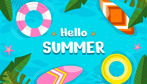 手绘夏天游泳池背景矢量素材(AI/EPS)