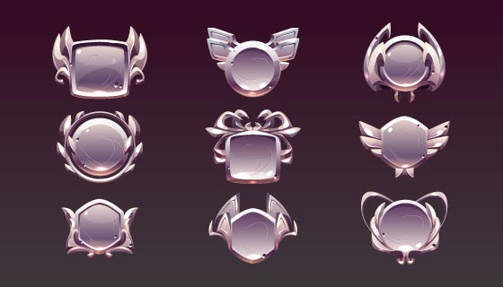 九个游戏水晶徽章矢量素材(EPS)