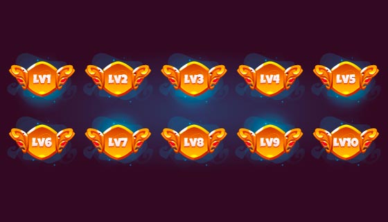 金色的游戏等级LV徽章矢量素材(EPS)