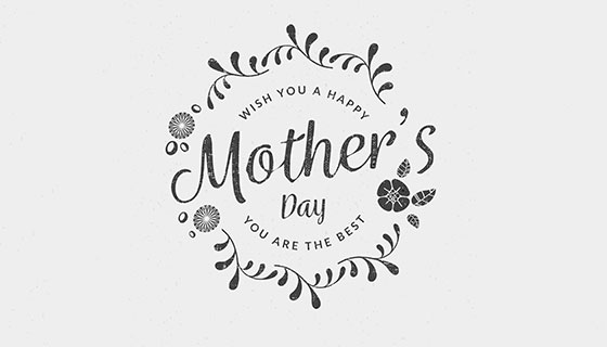 灰色花饰母亲节背景矢量素材(EPS/AI)