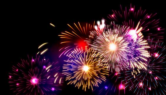 夜空中漂亮的烟花矢量素材(AI/EPS)