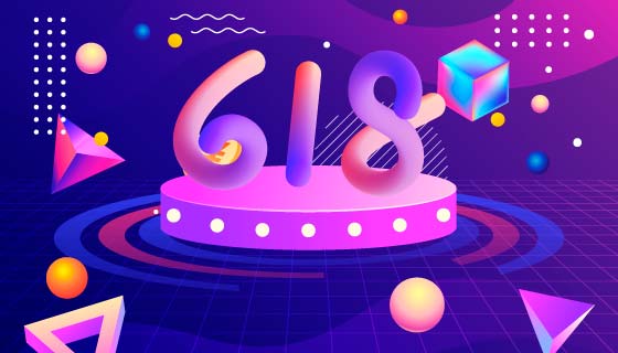 抽象3D几何空间设计618购物节矢量素材(EPS)