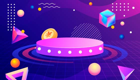 抽象3D几何空间设计618购物节背景矢量素材(EPS)