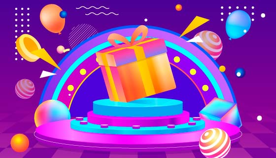 抽象3D舞台上的礼物设计购物节背景矢量素材(EPS)