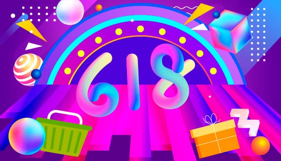 抽象三维空间设计618购物节背景矢量素材(EPS)