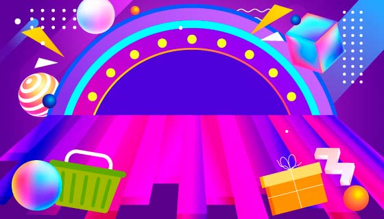 抽象三维空间设计炫彩购物背景矢量素材(EPS)