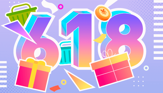 立体数字618购物节背景矢量素材(EPS)