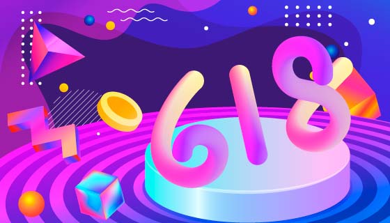 抽象3D几何空间设计618购物节背景矢量素材(EPS)