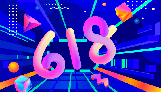 抽象3D空间设计618购物节背景矢量素材(EPS)