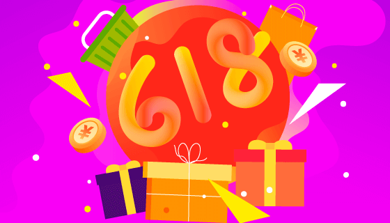创意渐变风格618购物节背景矢量素材(EPS)