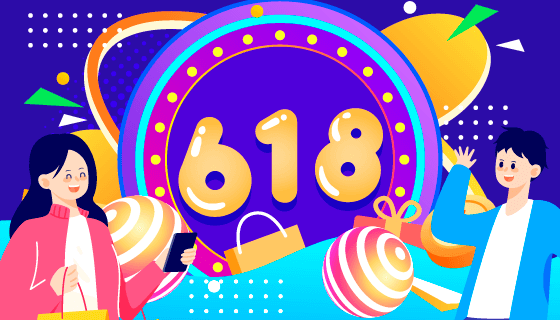 开心购物的人们618购物节背景矢量素材(EPS)