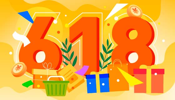 创意立体数字设计618购物节背景矢量素材(EPS)