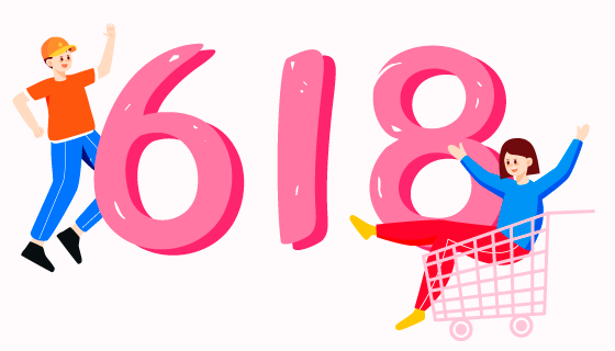 开心购物的人们设计618购物节背景矢量素材(EPS)