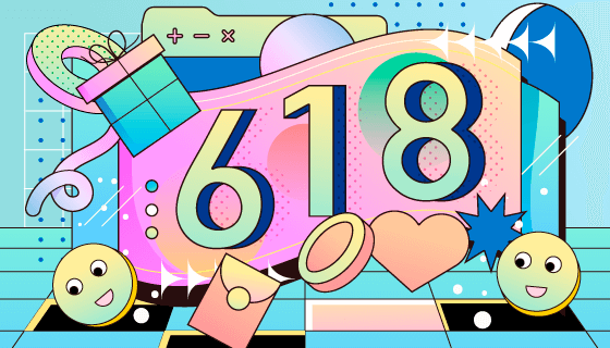 创意扁平风格618购物节矢量素材(EPS)