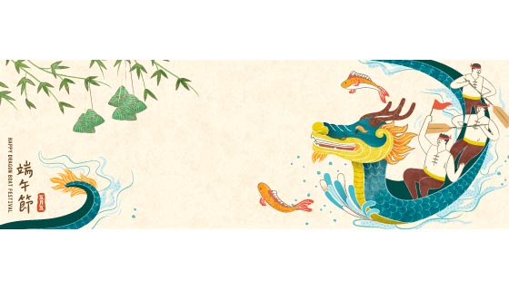 中国风赛龙舟端午节banner矢量素材(EPS)