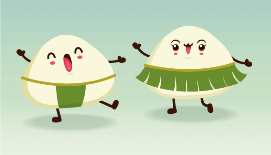 跳舞的粽子设计端午节背景矢量素材(EPS)