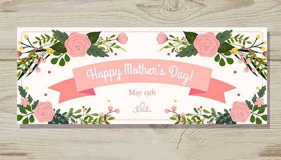 鲜花设计母亲节banner矢量素材(EPS/AI)