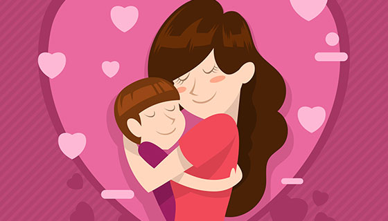 母子拥抱母亲节背景矢量素材(EPS/AI)