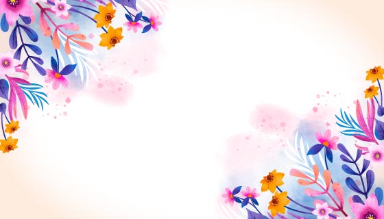 水彩风格热带花卉设计夏季背景矢量素材(AI/EPS)