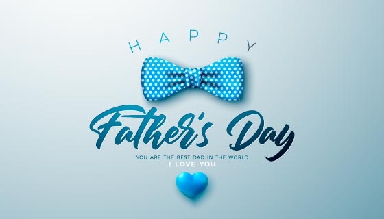 蓝色蝴蝶结设计父亲节快乐矢量素材(EPS)