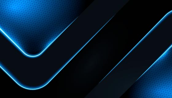 六边形网格图案和蓝色灯光抽象背景矢量素材(EPS)