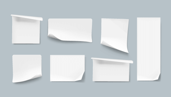 逼真的白色贴纸/便签矢量素材(AI/EPS)