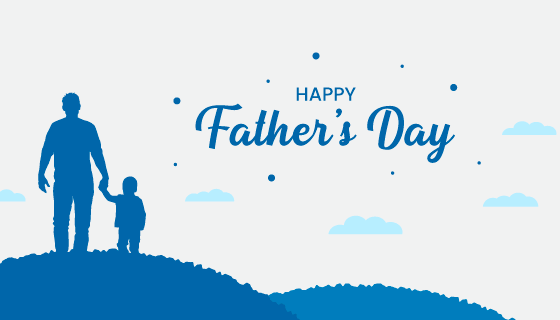 父亲牵着儿子设计父亲节快乐背景矢量素材(EPS)