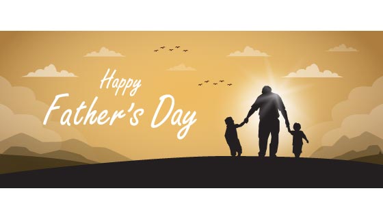 父爱牵着孩子们设计父亲节banner矢量素材(EPS)