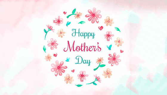 水彩花卉母亲节背景矢量素材(EPS/AI)
