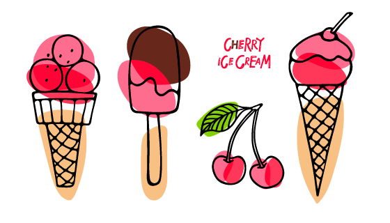 手绘素描的冰淇淋和雪糕矢量素材(EPS)