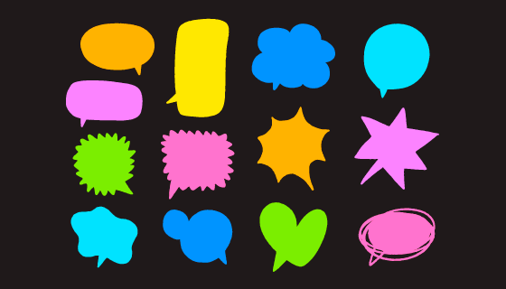 13个涂鸦风格的气泡/泡泡矢量素材(EPS/PNG)