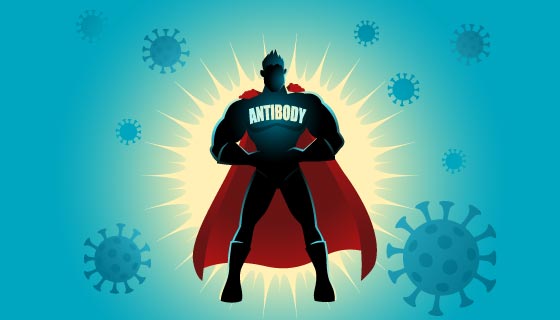 消灭新冠病毒的超人矢量素材(EPS)