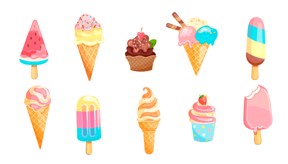 十种逼真美味的冰淇淋雪糕矢量素材(EPS/PNG)