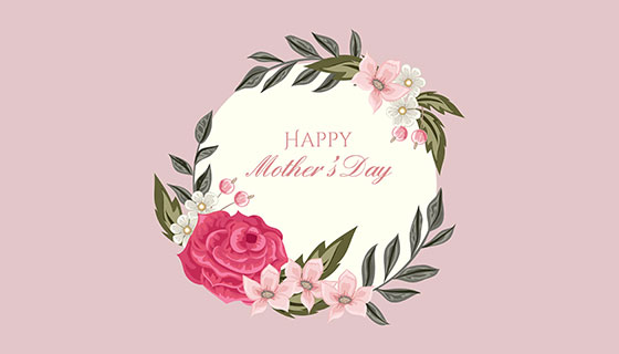 漂亮圆形花卉母亲节背景矢量素材(EPS/AI)