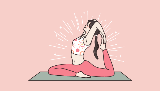 积极生活练瑜伽的女子矢量素材(EPS)