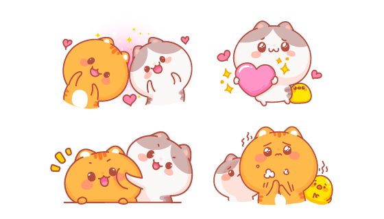 卡哇伊风格的猫咪矢量素材(EPS/PNG)