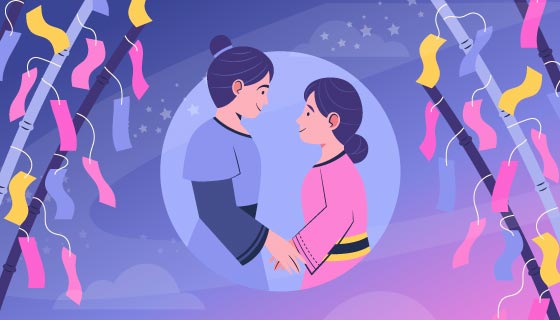 牛郎和织女重逢七夕节背景矢量素材(AI/EPS)