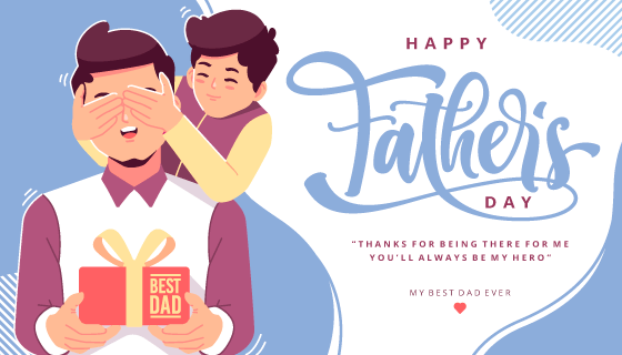 儿子蒙着父亲的眼睛设计父亲节矢量素材(EPS)