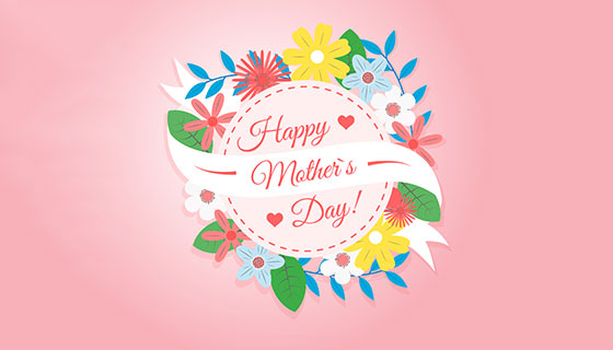 多彩漂亮花卉母亲节背景矢量素材(EPS/AI)