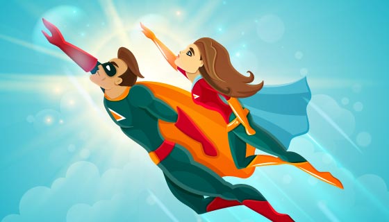 在空中飞行的超级英雄矢量素材(EPS)