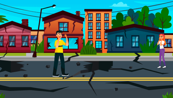 地震后惊慌失措的人们矢量素材(EPS)